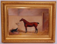 Lot 659 - T. Benson, 19th century, Chestnut horse in a...