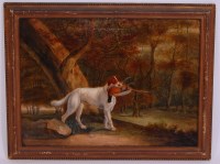 Lot 665 - English school, 19th century, Gun dog with...