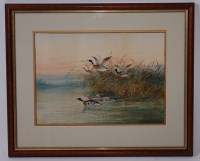 Lot 677 - Thomas Smythe (1825-1907), Ducks in marshland,...