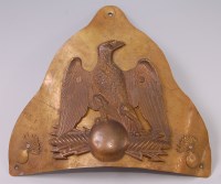 Lot 323 - A French Napoleonic style brass Chapska plate,...
