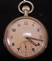 Lot 384 - A miltary issue nickel cased open face pocket...