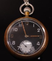 Lot 393 - A military issue nickel cased open face pocket...