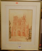 Lot 1018 - Henri Schafer - Amiens cathedral, watercolour,...