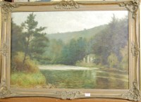 Lot 1019 - Circa 1900 English school - Lone boatman on a...