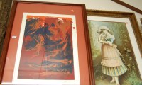 Lot 1023 - F Tolnay - Girl with pug dog, reproduction...
