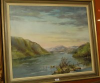 Lot 1024 - Dorothy Garrett - Loch scene, oil on board,...
