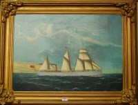 Lot 1025 - Circa 1900 school - Study of a steamship in...