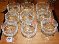 Lot 120 - A set of nine cut glass champagne glasses
