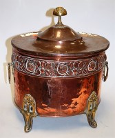 Lot 131 - An early 20th century hammered cooper coal bin...