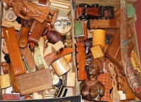 Lot 144 - Two boxes of miscellaneous treen items to...