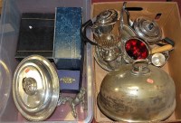 Lot 152 - Two boxes of miscellaneous items to include;...