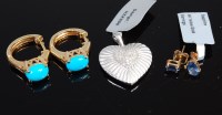 Lot 358 - A pair of modern silver gilt and turquoise set...