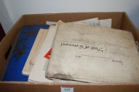 Lot 618 - A box of various ephemera to include identures,...