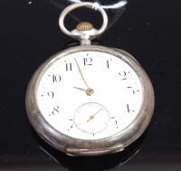Lot 416 - An Omega silver cased gents open faced pocket...