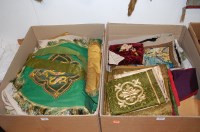 Lot 635 - Two boxes of various IHS embroidered robes and...