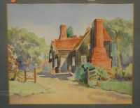 Lot 1036 - May Wilton - House in summer, watercolour,...