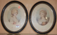 Lot 1093 - After Cosway - Pair; Mrs Storace and Diana...