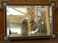 Lot 1098 - A bevelled wall mirror in Hogarth style frame,...