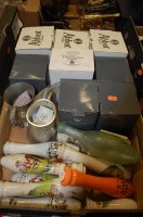 Lot 576 - A box of breweryana to include; ceramic hand...