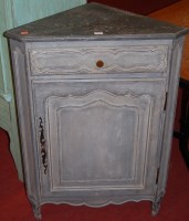 Lot 1169 - A French grey painted oak singled door corner...