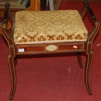 Lot 1190 - An Edwardian mahogany and bone inlaid floral...