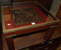 Lot 1207 - A reproduction mahogany brass framed and glass...