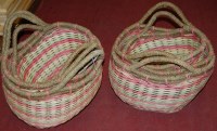 Lot 1220 - Two sets of three graduated wicker carrying...