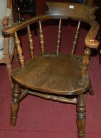 Lot 1377 - Two early 20th century elm and beech Captain's...
