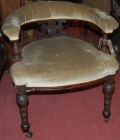 Lot 1379 - A Victorian walnut framed tub upholstered...