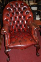 Lot 1383 - A mahogany framed and ox-blood leather...