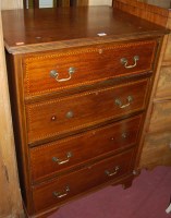 Lot 1406 - An Edwardian walnut and chequer inlaid...