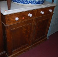 Lot 1414 - A Victorian satinwood and marble topped two...