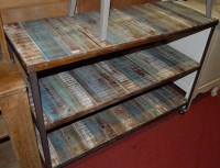 Lot 1441 - An industrial steel framed and planked pine...