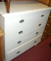 Lot 1448 - A Victorian white painted pine chest of two...