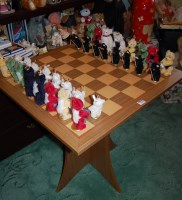 Lot 1505 - A Steiff full chess set, in black and white,...