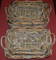 Lot 1201 - Two graduated sets of three wicker shallow...