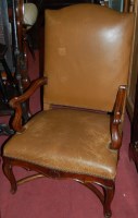 Lot 1371 - A Louis XIV style walnut framed and tan...