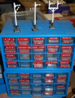 Lot 1633 - Three plastic divider display cased containing...