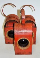 Lot 21 - Three Chalwyn red painted railway signal lamps