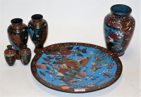 Lot 33 - A Japanese cloisonné plate, typically...