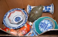 Lot 45 - A Chinese stoneware blue and white Gu shaped...