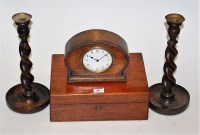 Lot 48 - A 1930s oak cased mantel clock, having...