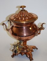 Lot 85 - A 19th century copper samovar stamped to the...