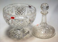 Lot 119 - A large cut glass pedestal bowl together with...