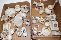 Lot 174 - Two boxes of assorted crested cabinet china to...