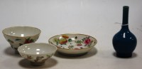 Lot 183 - A miniature porcelain bottle vase on a...