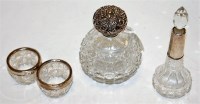 Lot 193 - A circa 1900 cut glass silver topped scent...