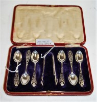 Lot 231 - A cased set of six Edwardian silver teaspoons...