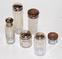 Lot 240 - A George V silver topped glass dressing table...