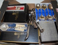 Lot 242 - A box of miscellaneous silver plated wares to...